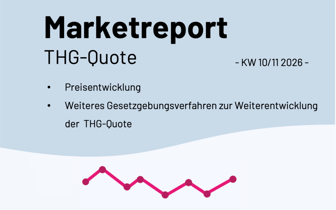THG-Quotenmarkt: Preisentwicklung, weiteres Gesetzgebungsverfahren zur Weiterentwicklung der THG-Quote